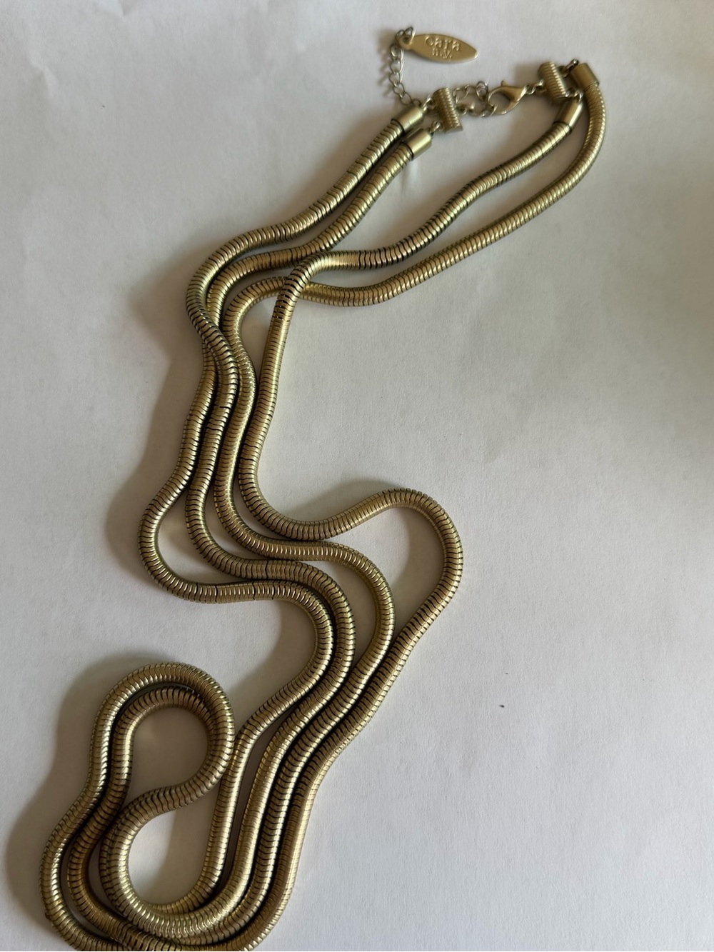 Gold-Tone Flexible Herringbone Necklace - Elegant Women's Layering Chain